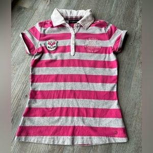 Girls ‘McGregor’ pink & grey striped Polo T-shirt. Like new.